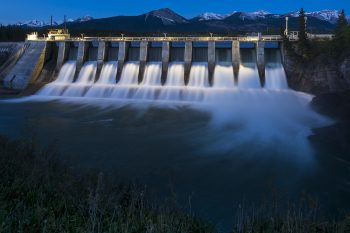 The Seebe Dam near Exshaw in Alberta Canada is used to produce hydroelectricity.